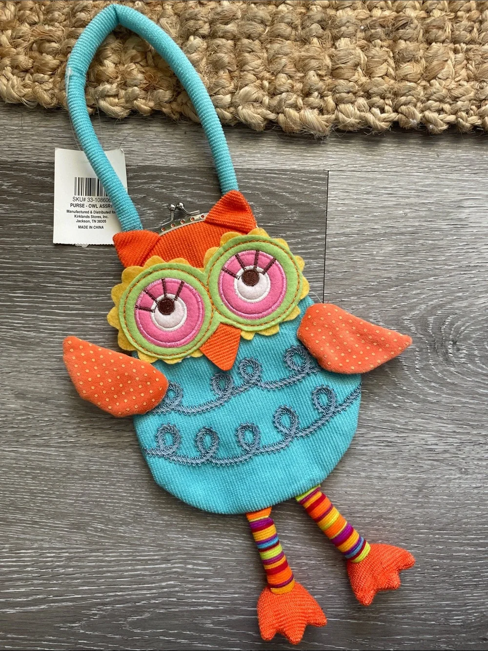 Cute Turquoise & Orange Owl Kids Purse